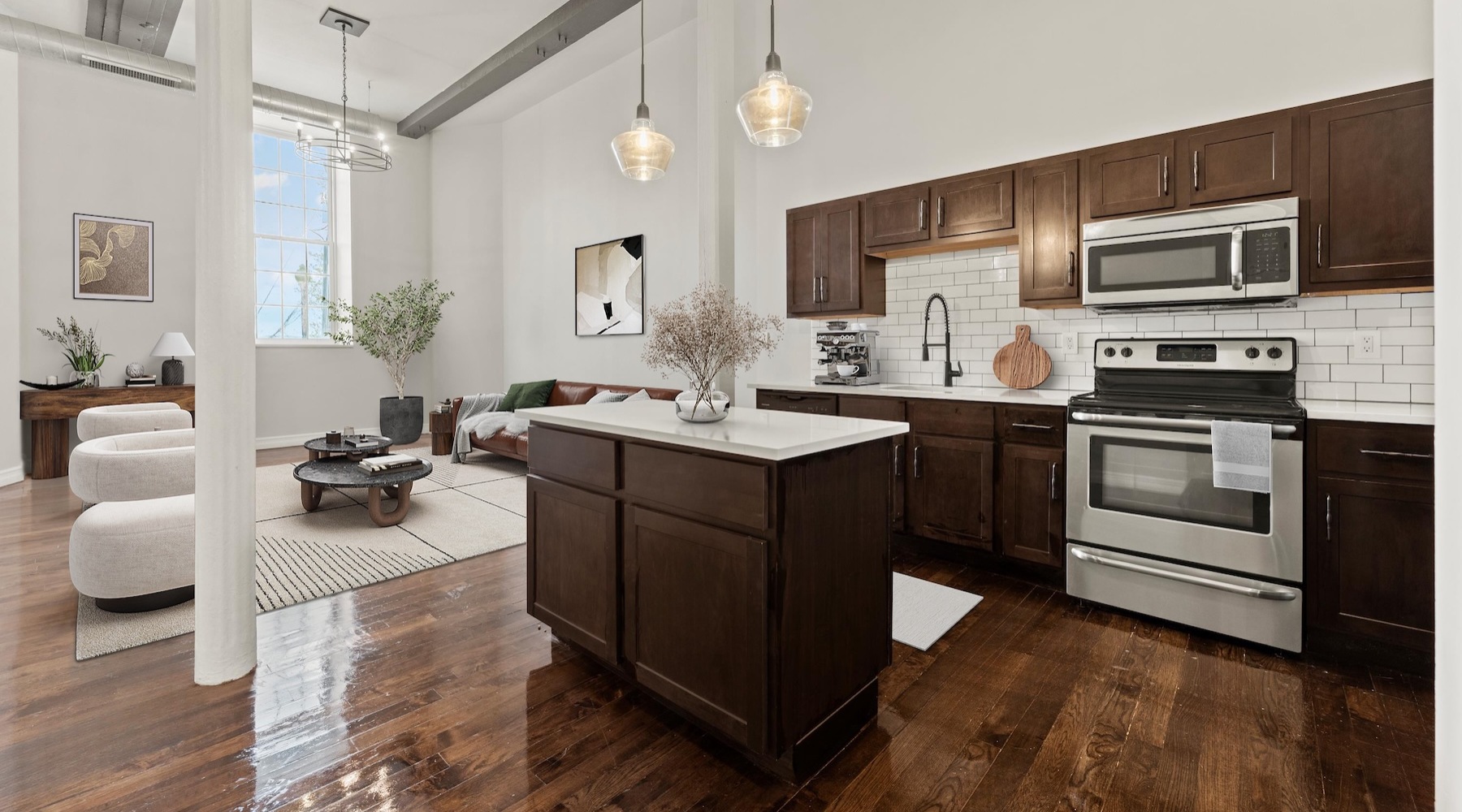 Well-lit kitchen with ample counter space