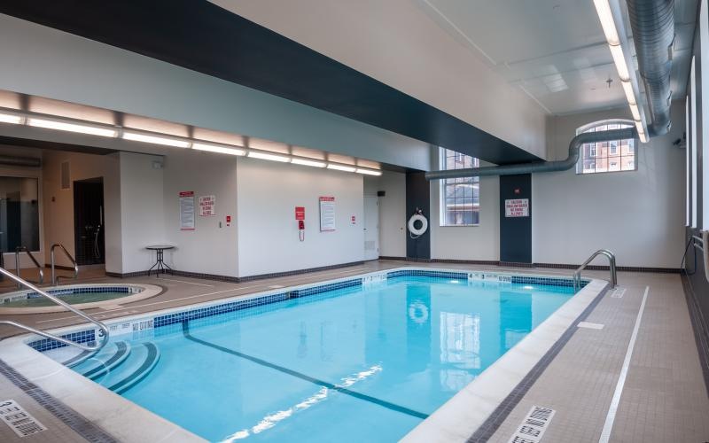 a swimming pool in a room