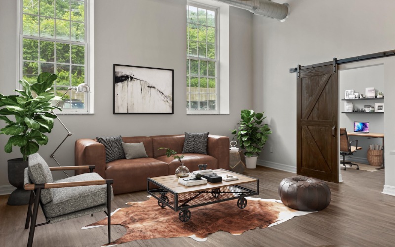 Open space living area with natural lighting
