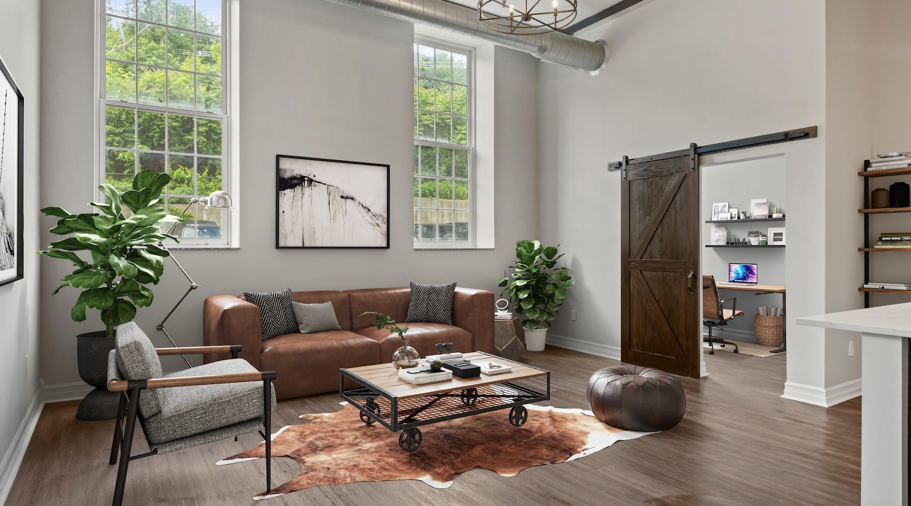 Open space living area with natural lighting